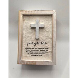 Rustic Wooden Prayer Box With‎ White Cross & Sentimental Quote